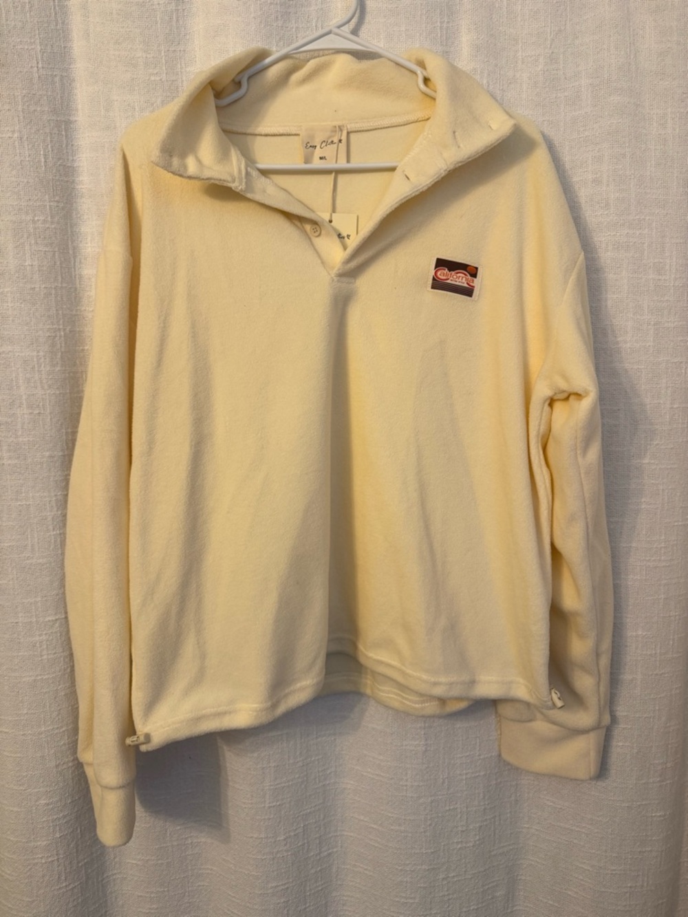 Relaxed Cream Quarter-Snap Fleece Pullover